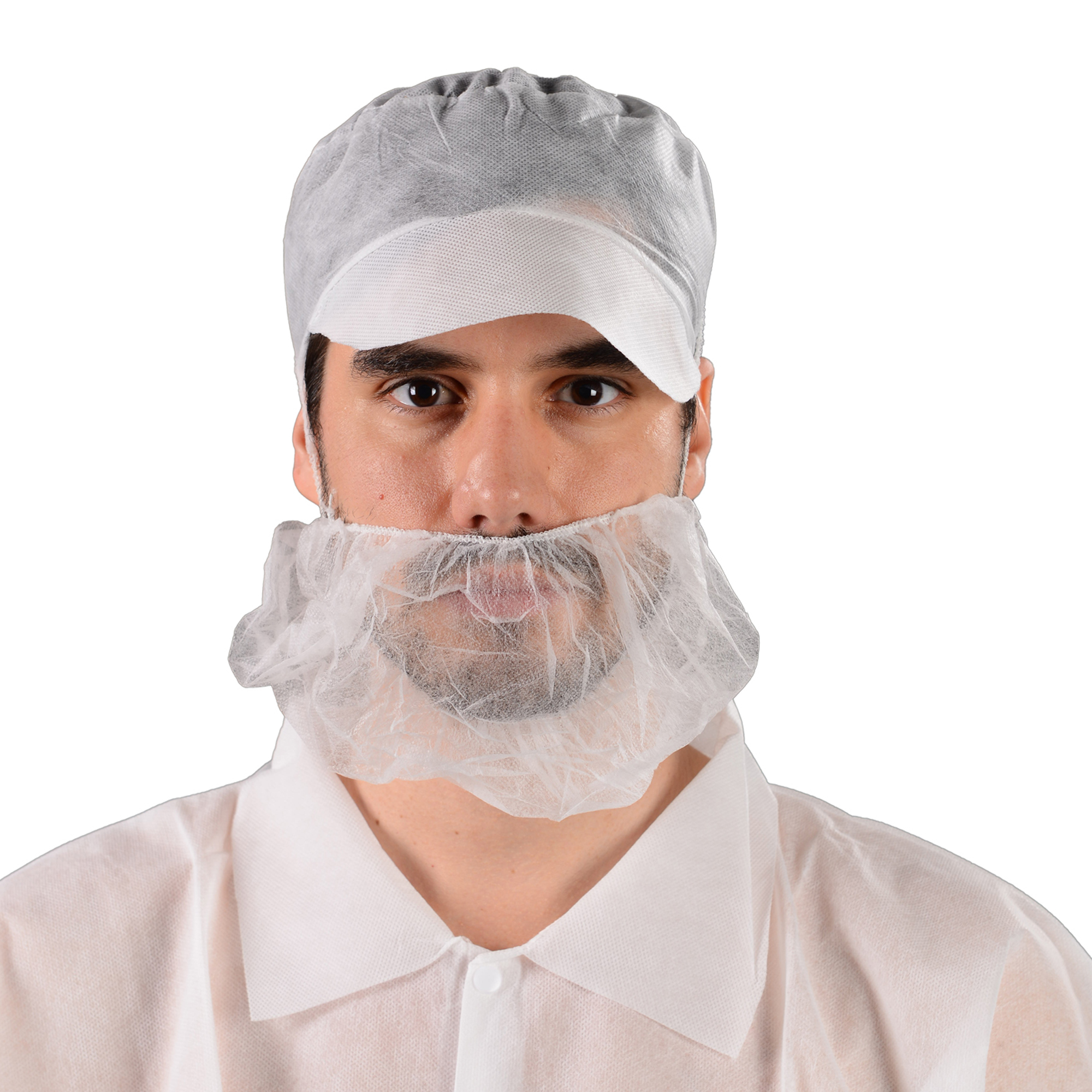 TOPMED Disposable PP Nonwoven Beard Cover White 10gsm Food Industry Single Loop Men with Single Rib Dust Proof Beard Hair Net