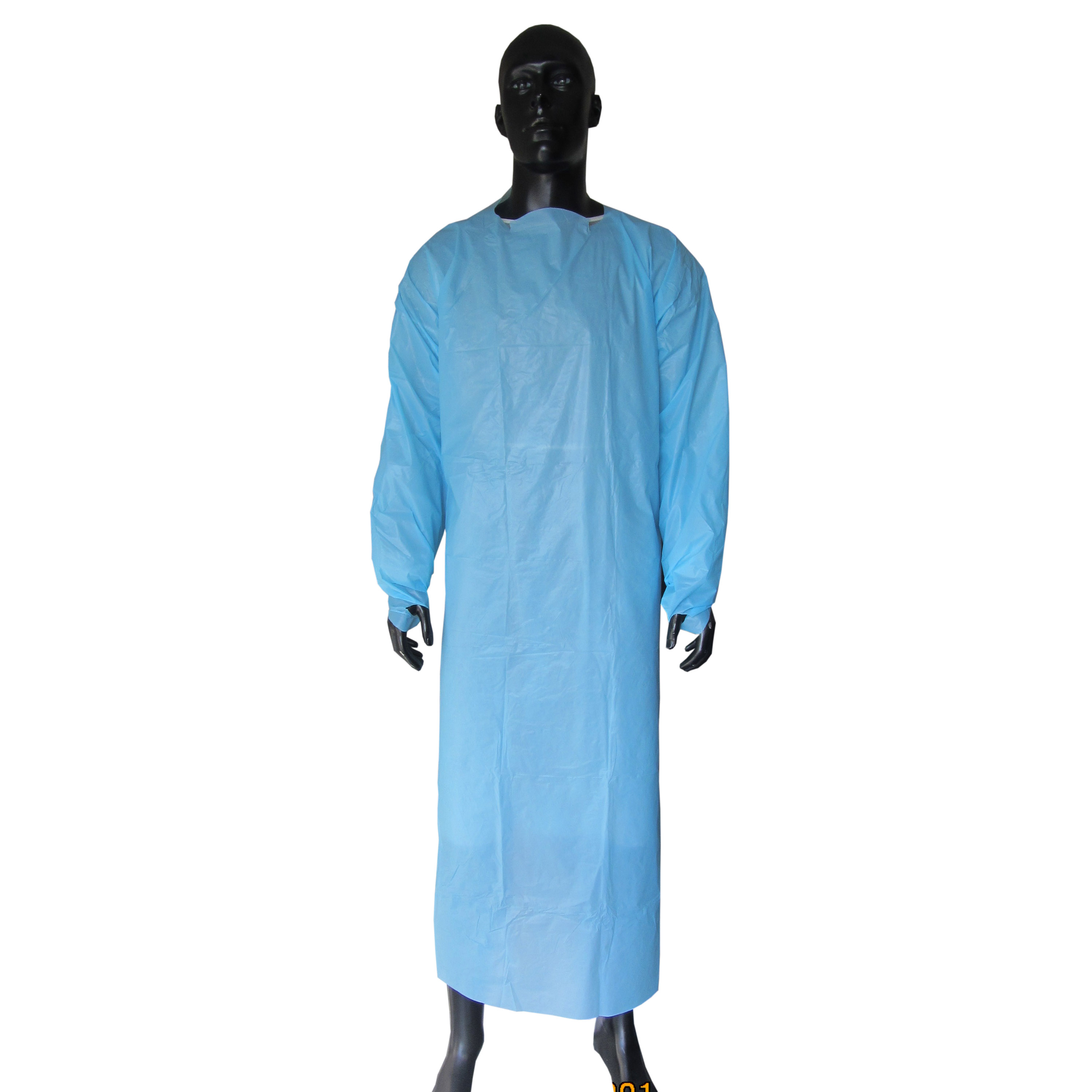 Medical Waterproof CPE Isolation Gown with Long Sleeves