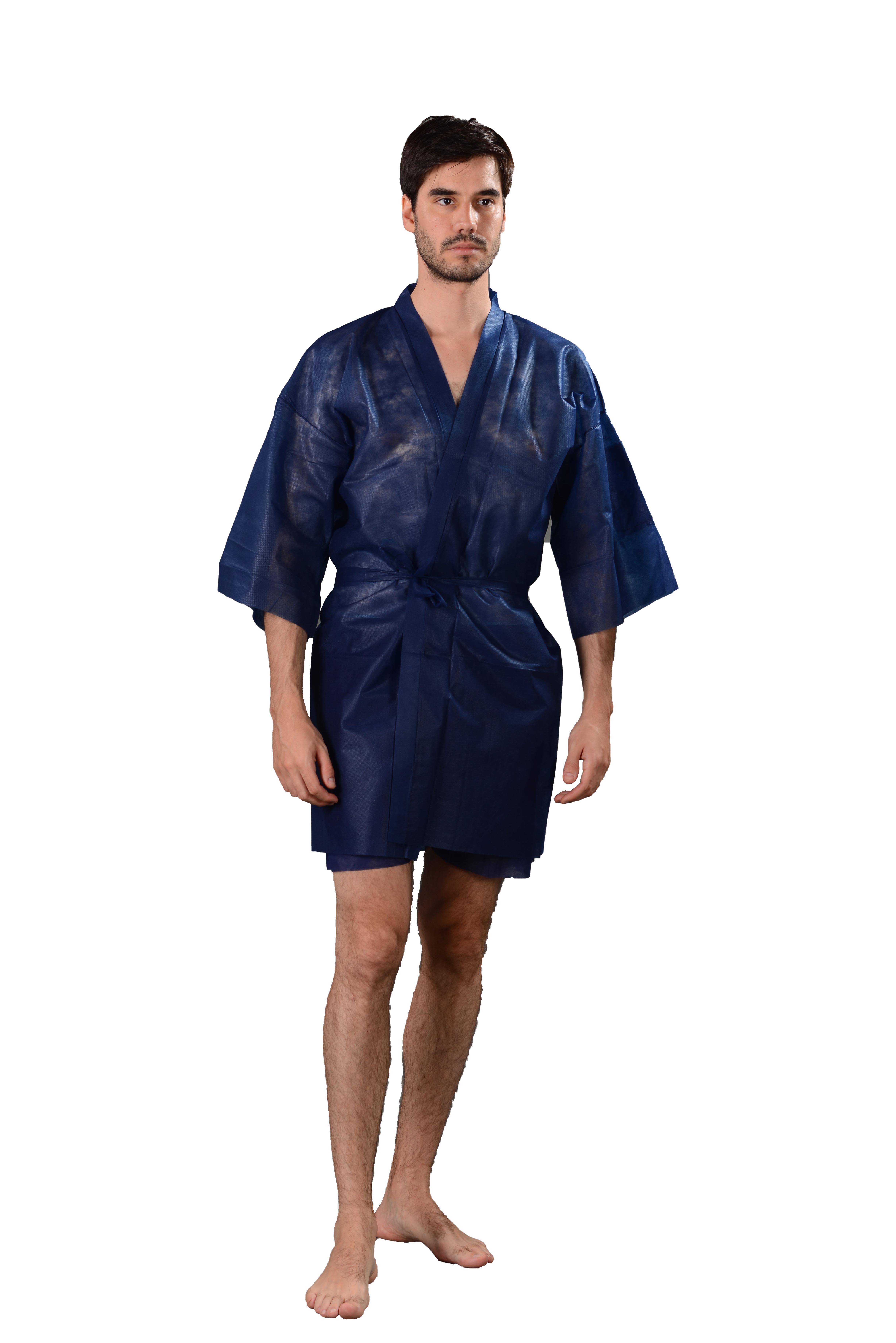 Disposable Nonwoven Sauna Kimono with Short Sleeve