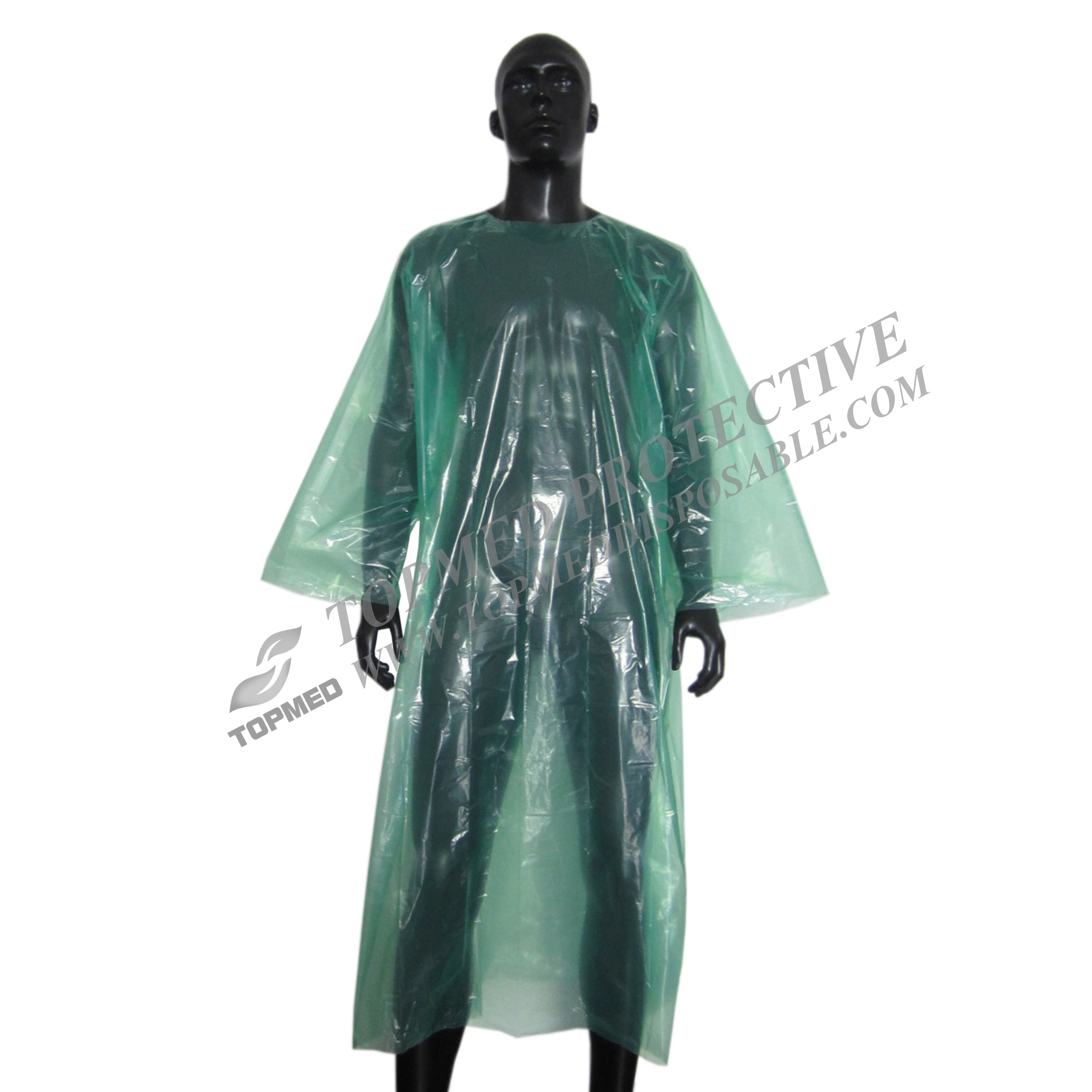 Factory supplier competitive price disposable CPE isolation gown with thumb hole 